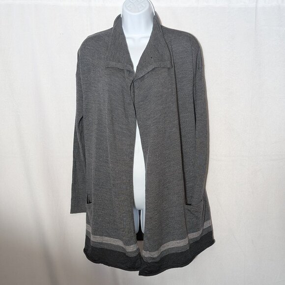 CAROLE LITTLE 100% MERINO wool cardigan Sz M OPENED FRONT OLD MONEY STUNNING - Picture 1 of 8